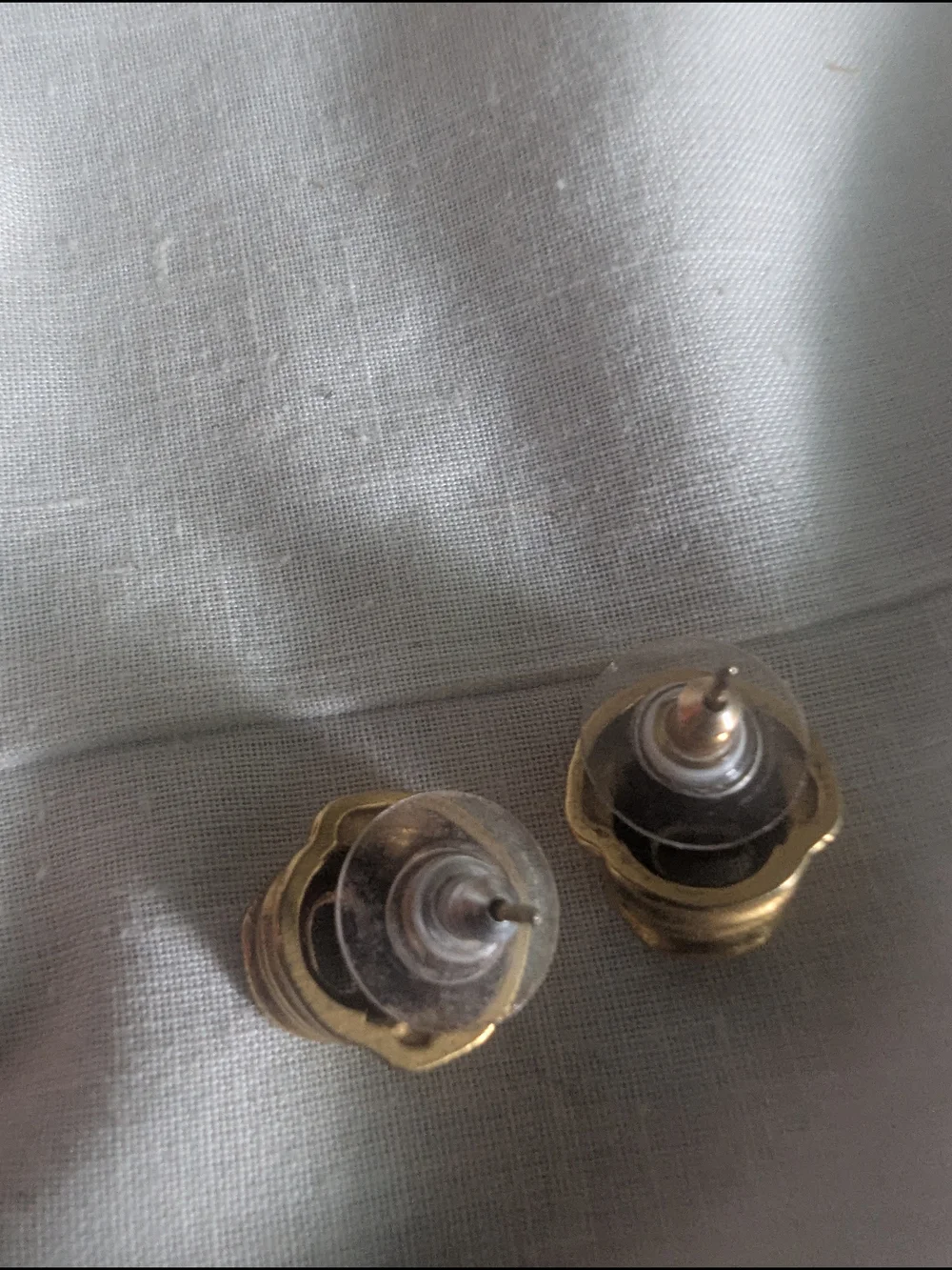 Vintage Bronze Gold Tone Dramatic Face Stud Earrings Monster Mouth